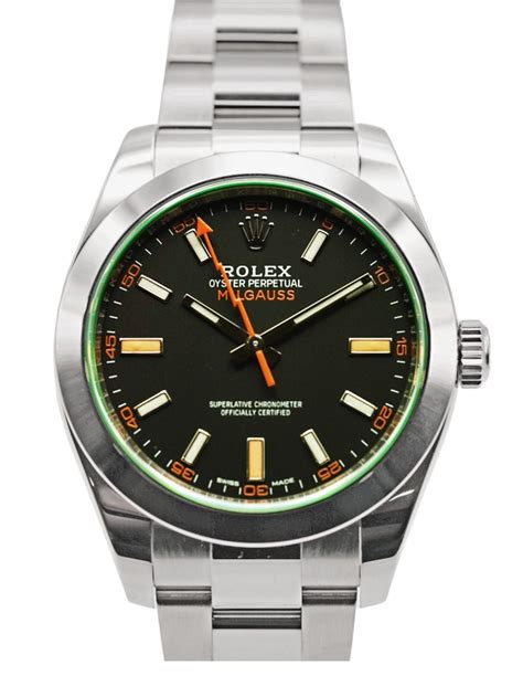 rolex milgauss green glass black dial|Rolex Milgauss price list.